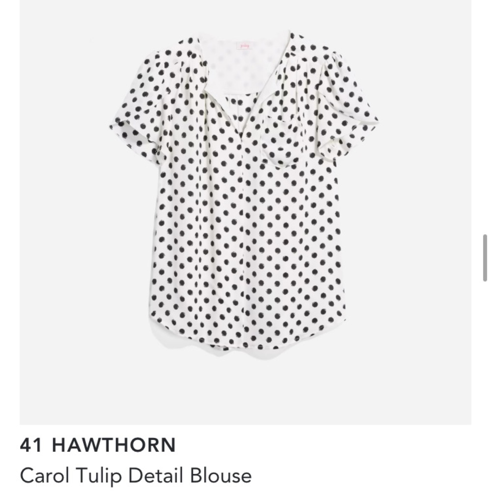 Stitchfix 41 Hawthorne Carol Tulip Detail Blouse, medium dotted blouse